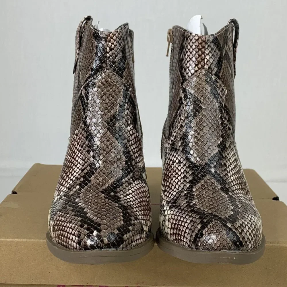Sugar Womens‎ Tara Snakeskin Look Ankle Boots Sz 8 M Blush Multi Texture